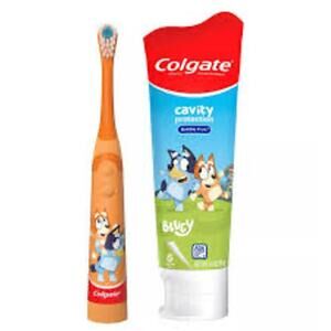 NEW Sealed COLGATE BLUEY Gift Pack Powered Toothbrush & Bubble Fruit Toothpaste